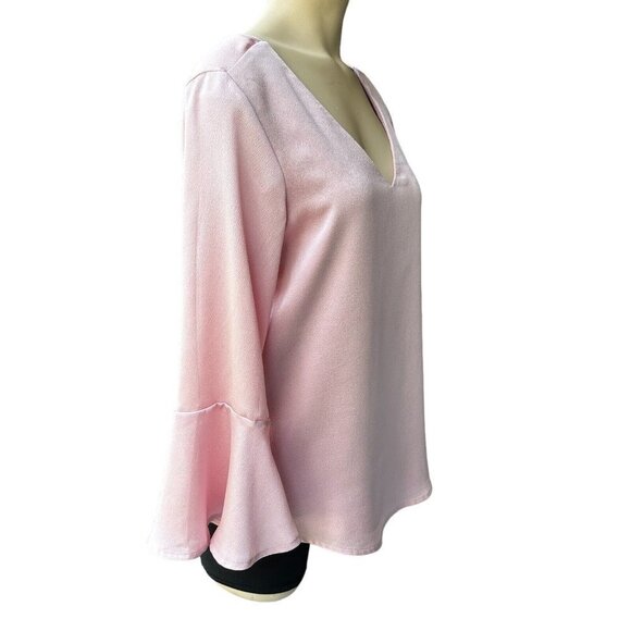 Roz & Ali Blouse Pullover Shirt Blush Pink V Neck Bell Sleeve‎ Women's Size XS/S - Picture 3 of 8